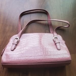 Pink faux alligator purse in excellent condition.